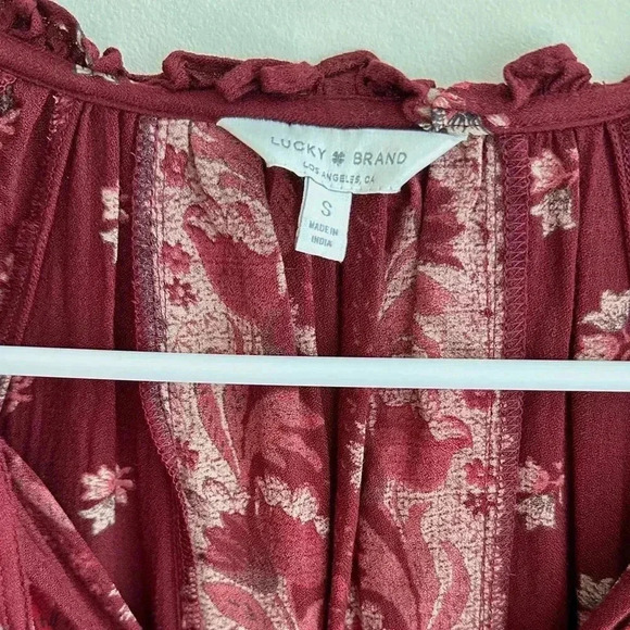 Lucky Brand Rust Bohemian Floral Peasant Blouse, Size Small - Picture 10 of 16